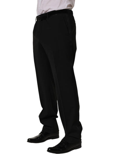 Black Wool Tapered Leg Dress Trouser Pants
