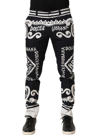 Black Cotton Poplin MarinaPrint Trouser Pants