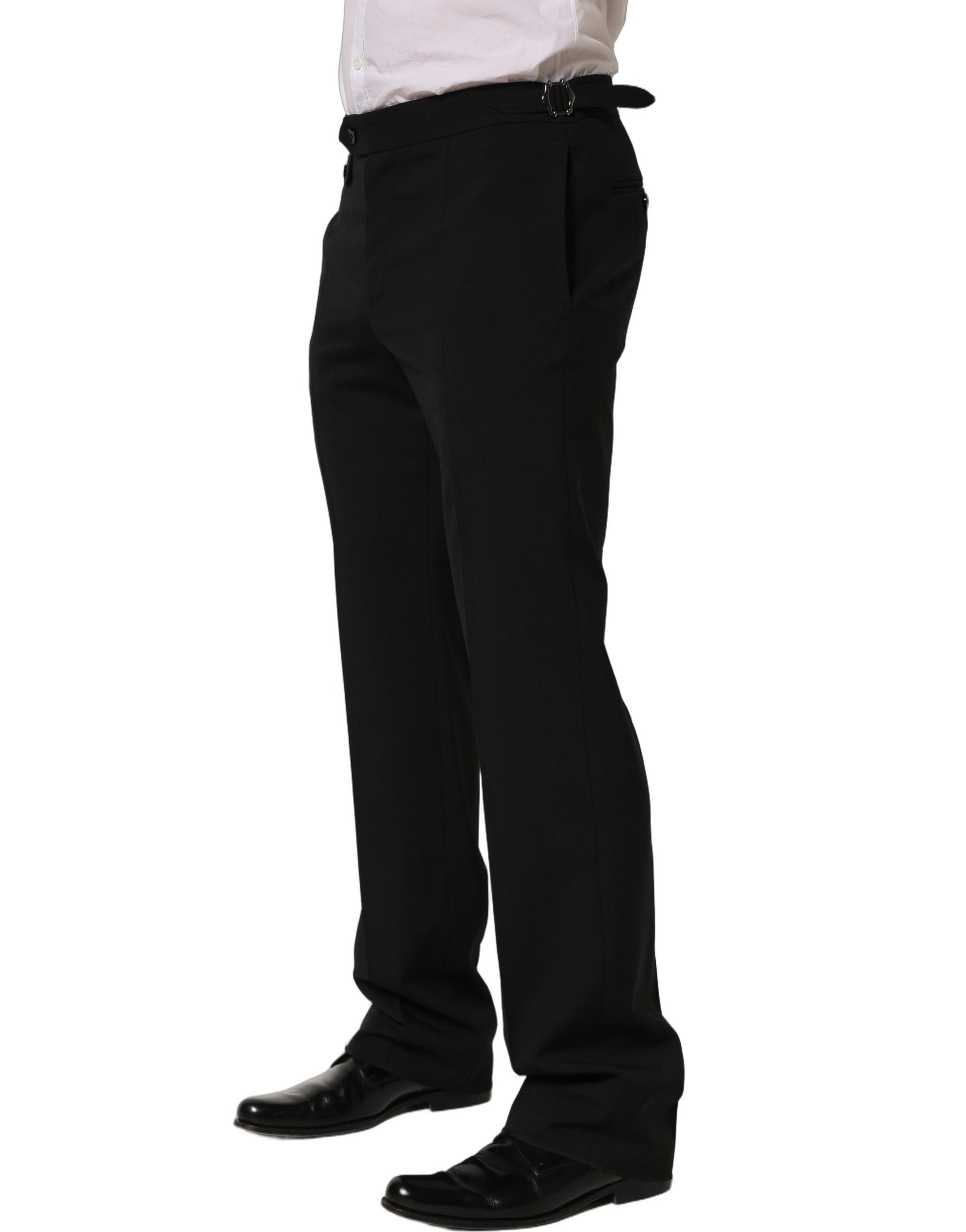 Black Tapered Leg Men Dress Trouser Pants