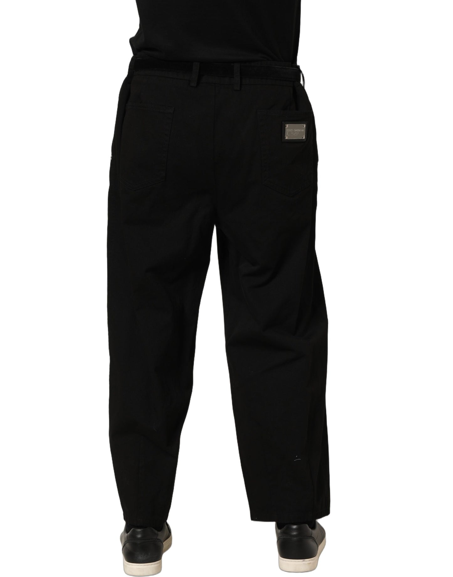 Black Mid Waist Straight Men Trouser Pants