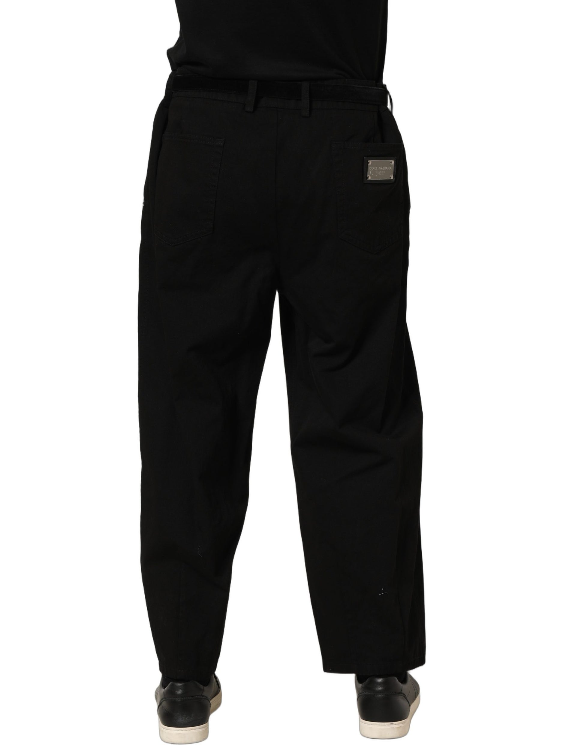 Black Mid Waist Straight Men Trouser Pants