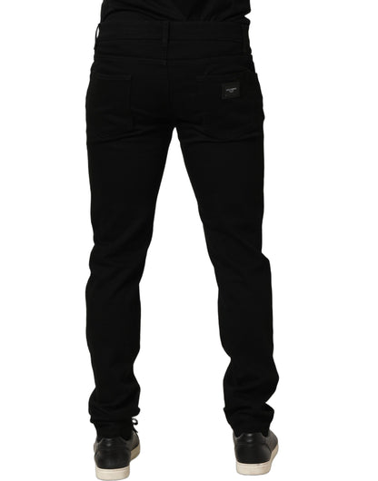 Black Cotton Stretch Skinny Men Denim Jeans