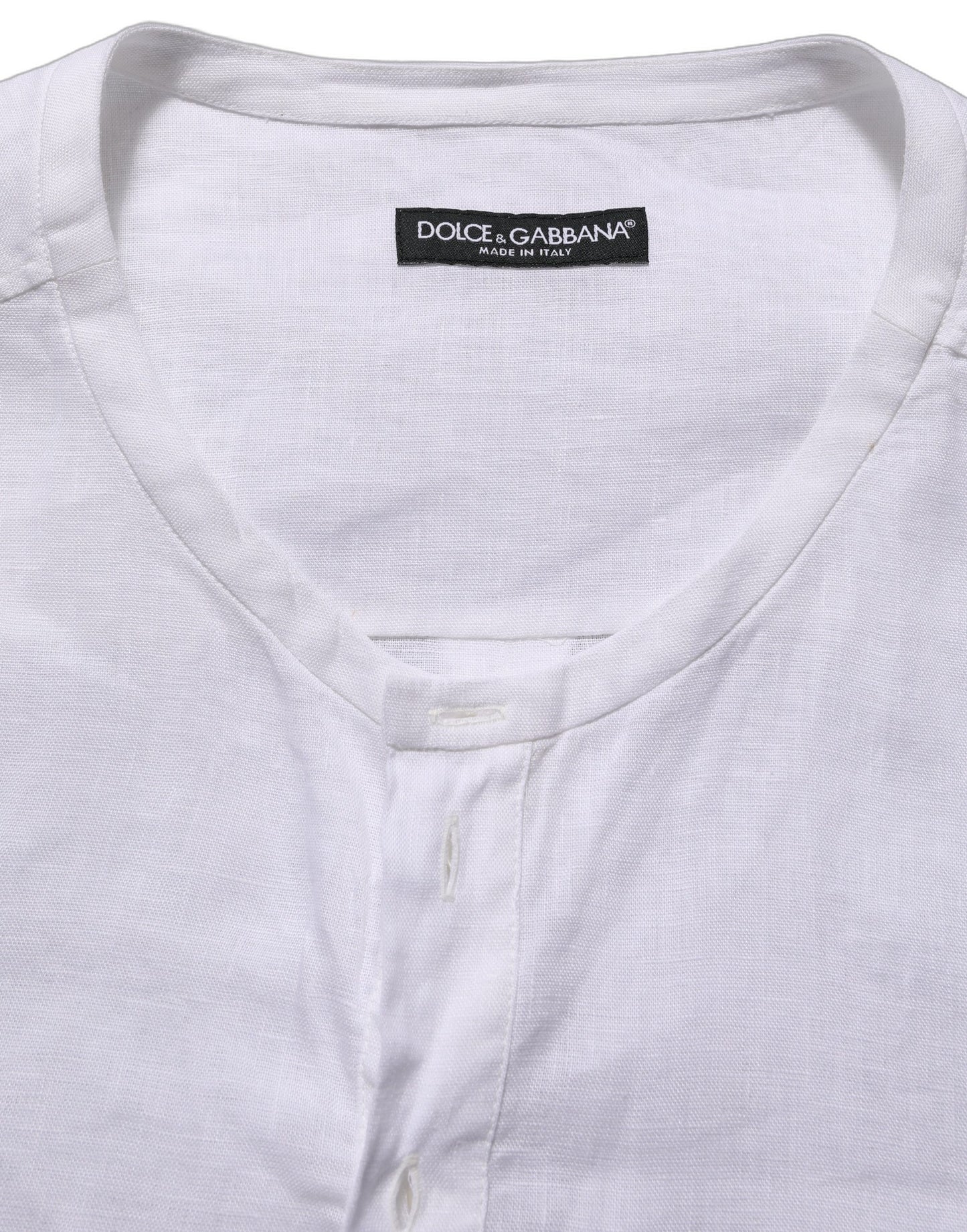 White Linen Logo Long Sleeves Casual Shirt
