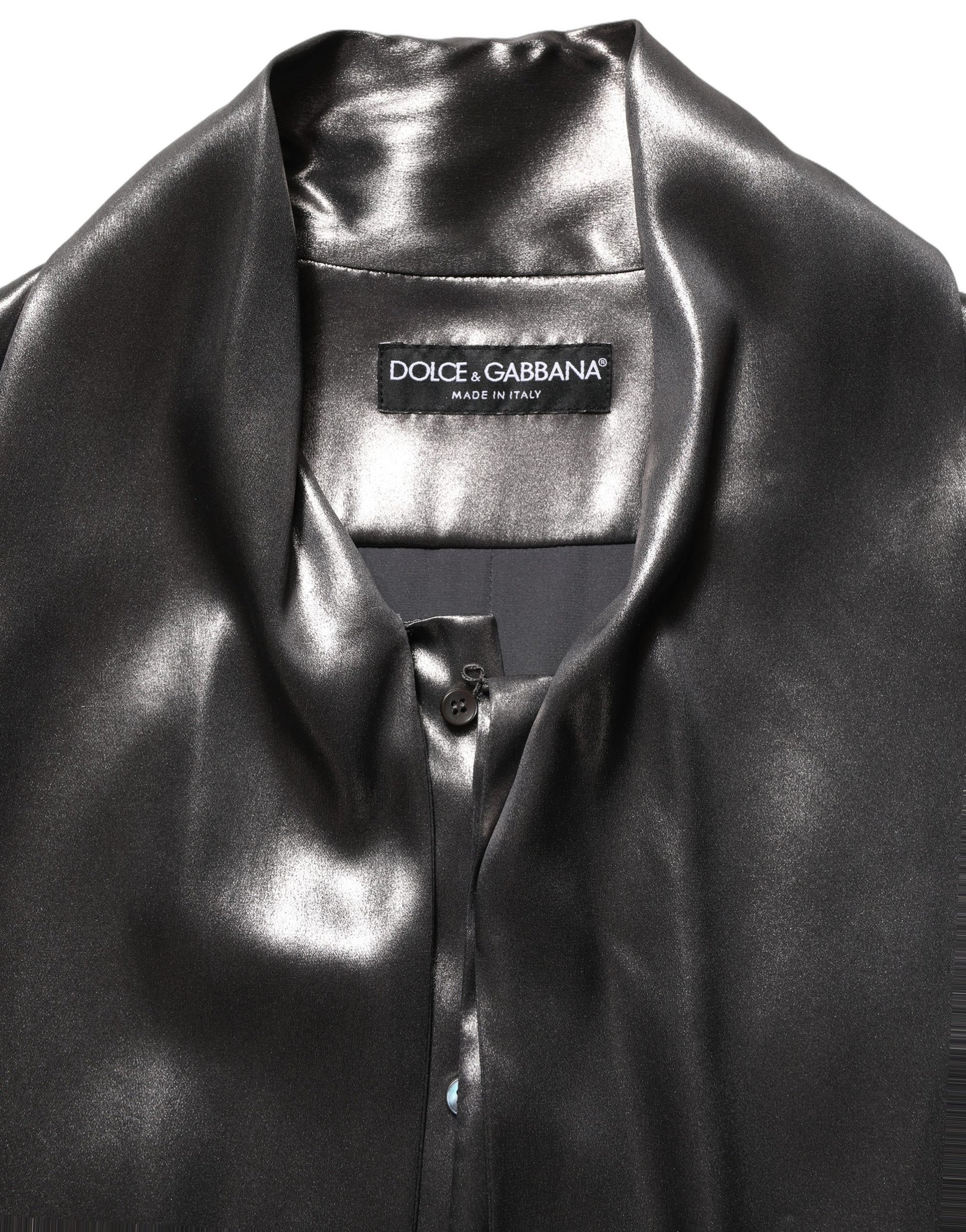 Silver Satin Silk Long Sleeves Men Dress Shirt