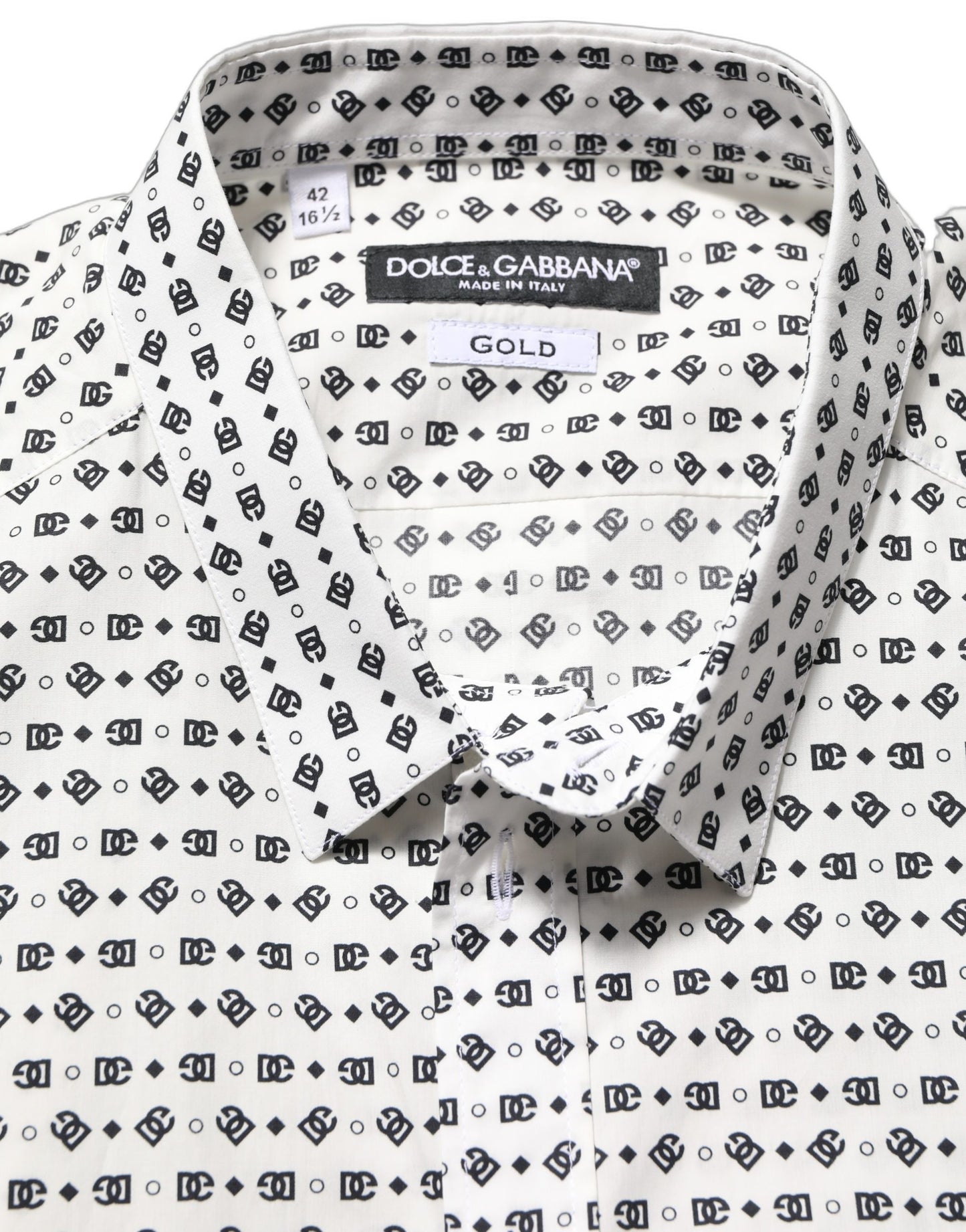 White Logo GOLD Long Sleeves Dress Shirt