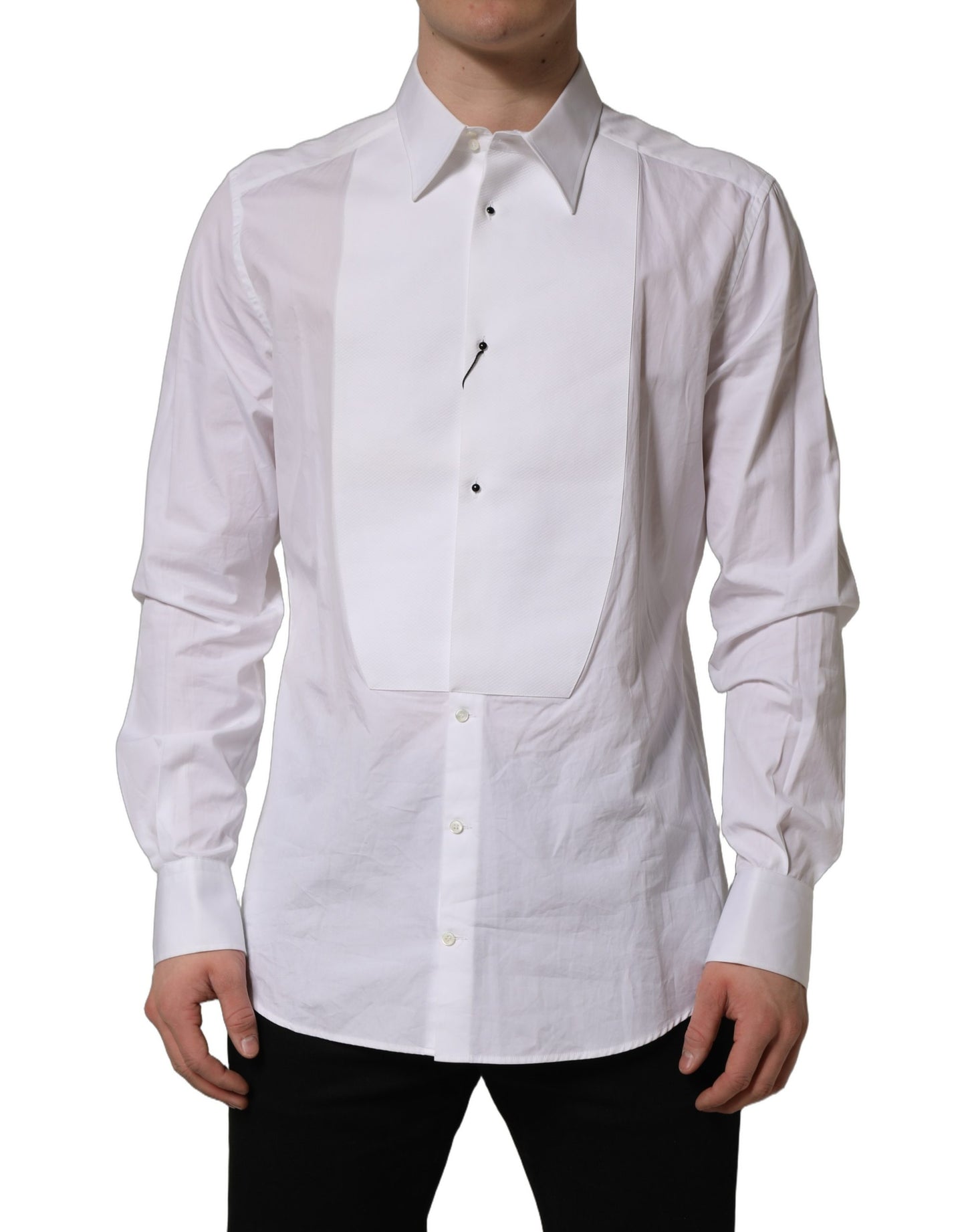 White GOLD Long Sleeves Bib Men Dress Shirt