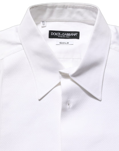 White GOLD Long Sleeves Bib Men Dress Shirt