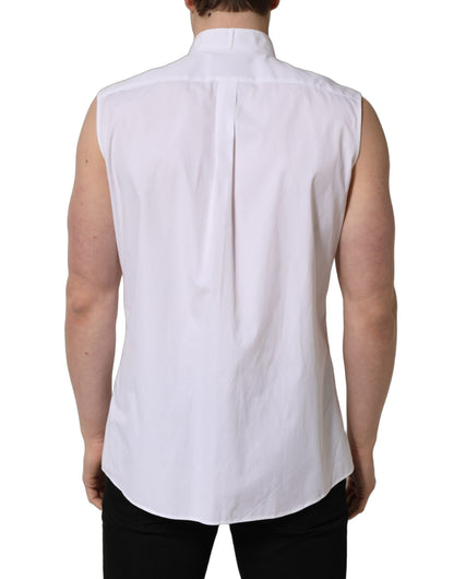 White Cotton MARTINI Sleeveless Men Dress Shirt