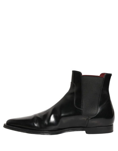 Black Chelsea Slip On Men Ankle Boots Shoes