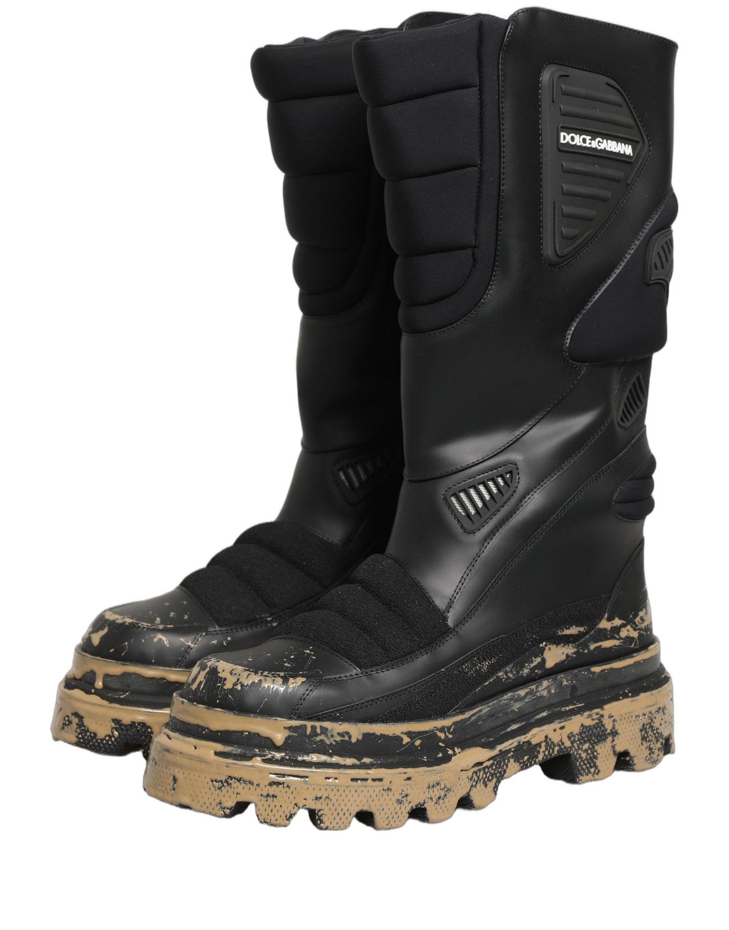 Black Leather Biker Mid Calf Men Boots Shoes