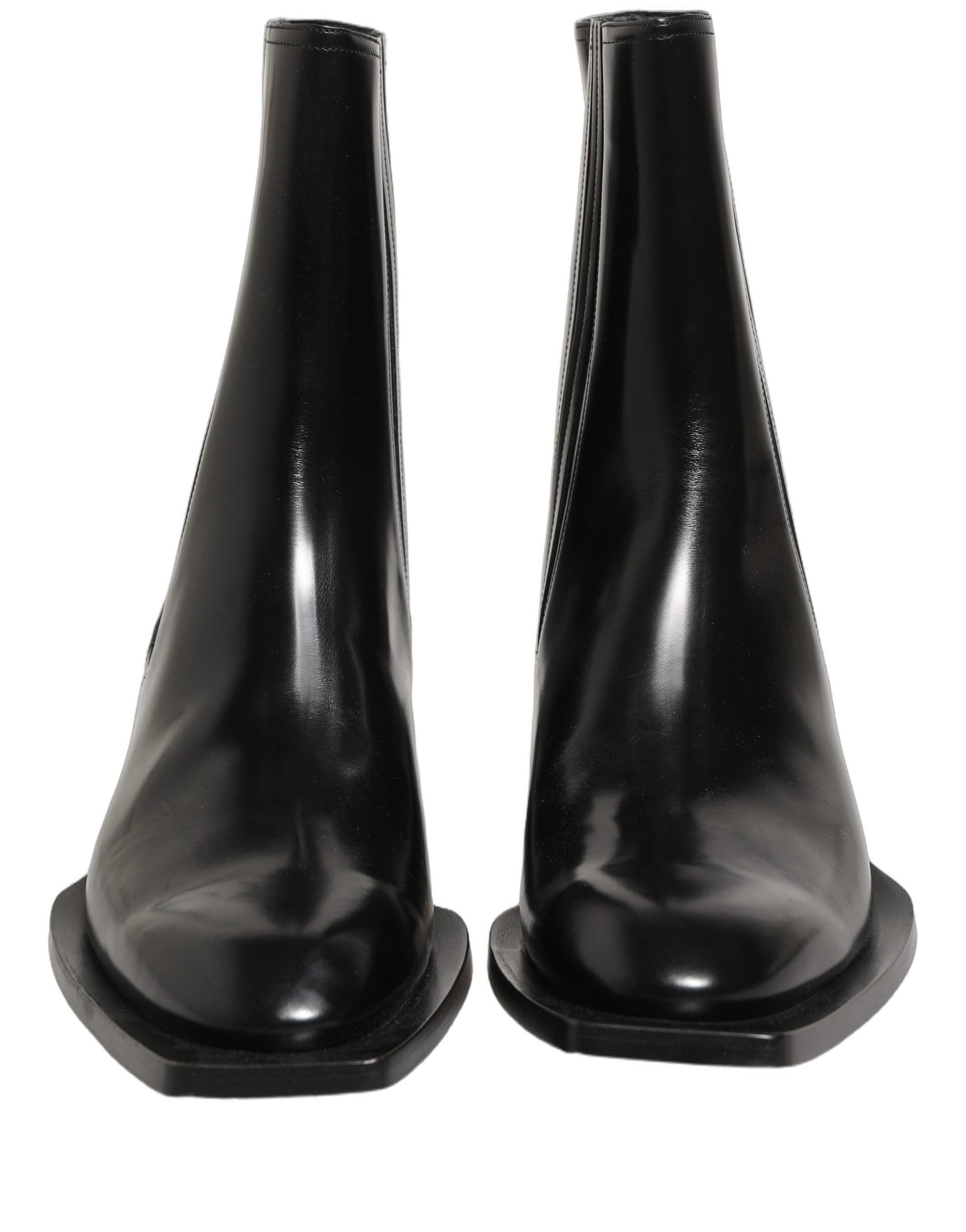 Black Leather Chelsea Mid Calf Boots Shoes