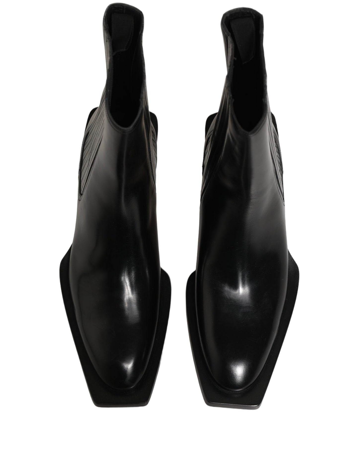 Black Leather Chelsea Mid Calf Boots Shoes