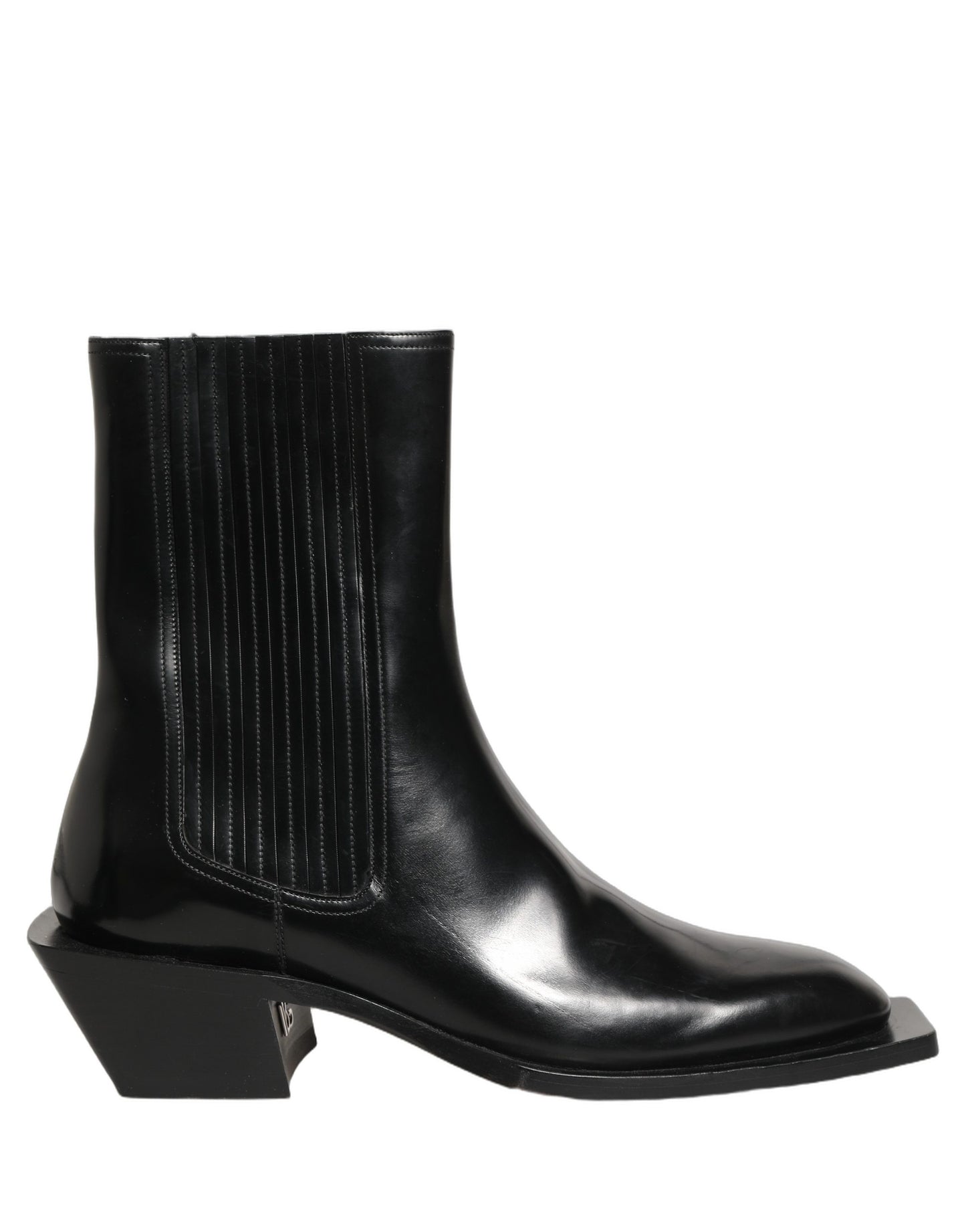 Black Leather Chelsea Mid Calf Boots Shoes