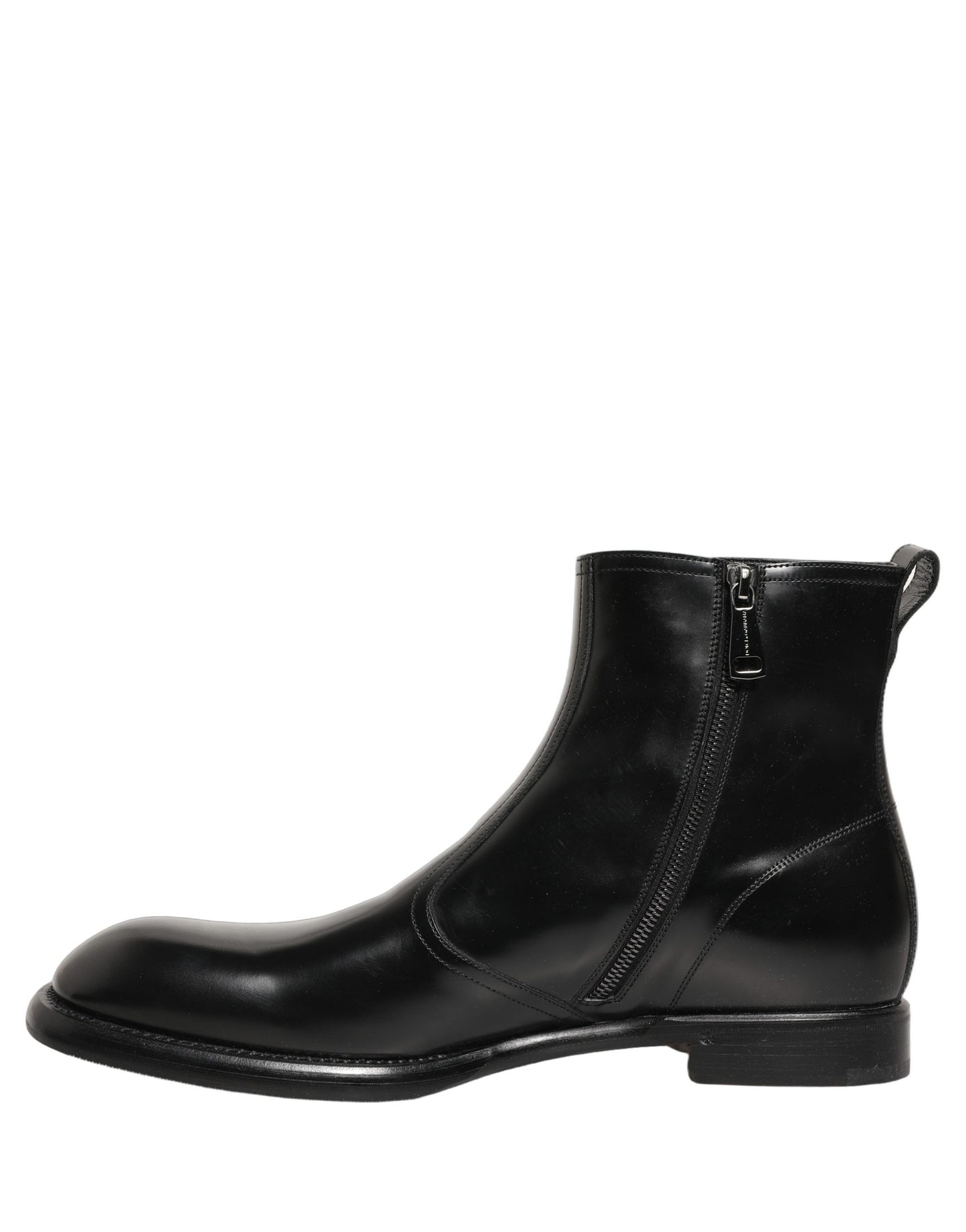 Black Leather Embossed Logo Ankle Boots Shoes
