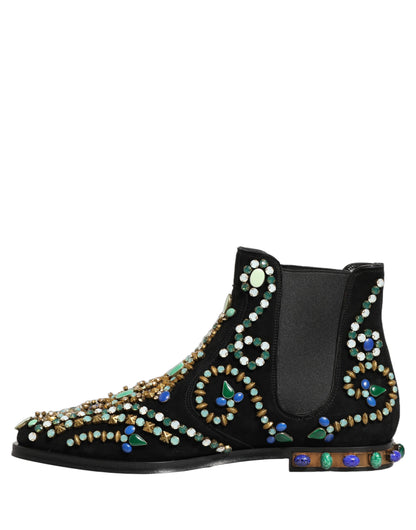Black Embellished Chelsea Ankle Boots Shoes