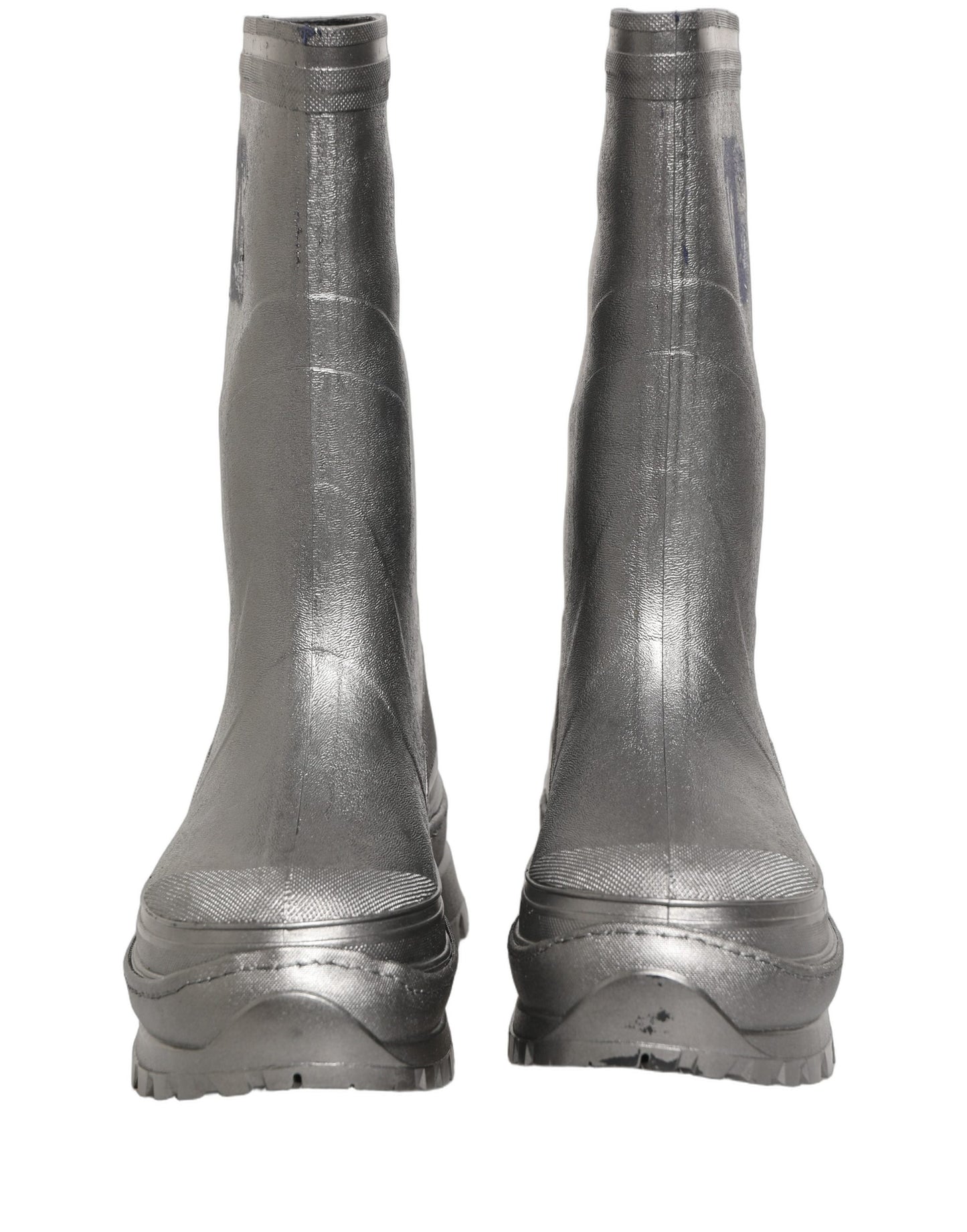 Metallic Silver Pull On Rain Boots Men Shoes
