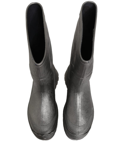 Metallic Silver Pull On Rain Boots Men Shoes