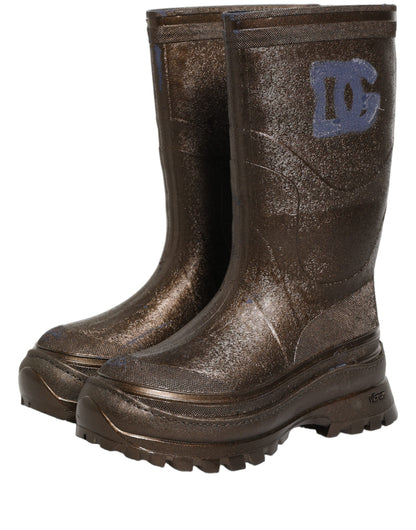 Bronze PVC Pull On Rain Boots Men Shoes