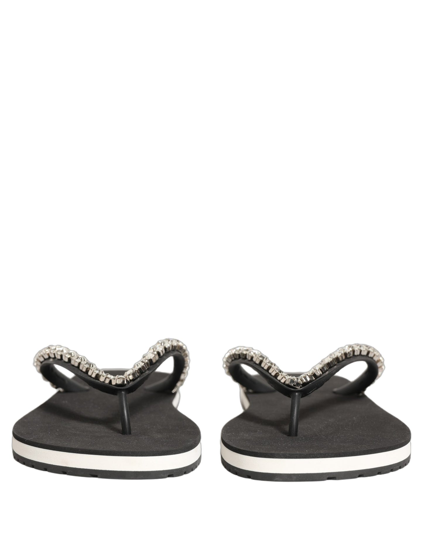 Black Embellished Rubber Flip Flops Men Shoes