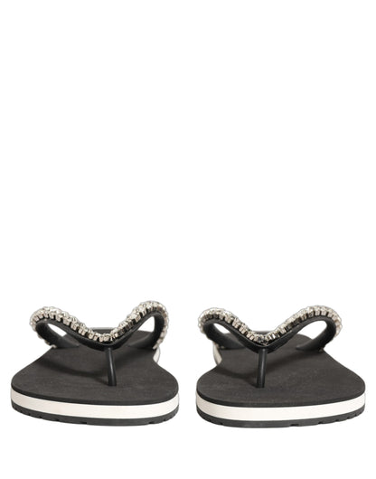 Black Embellished Rubber Flip Flops Men Shoes