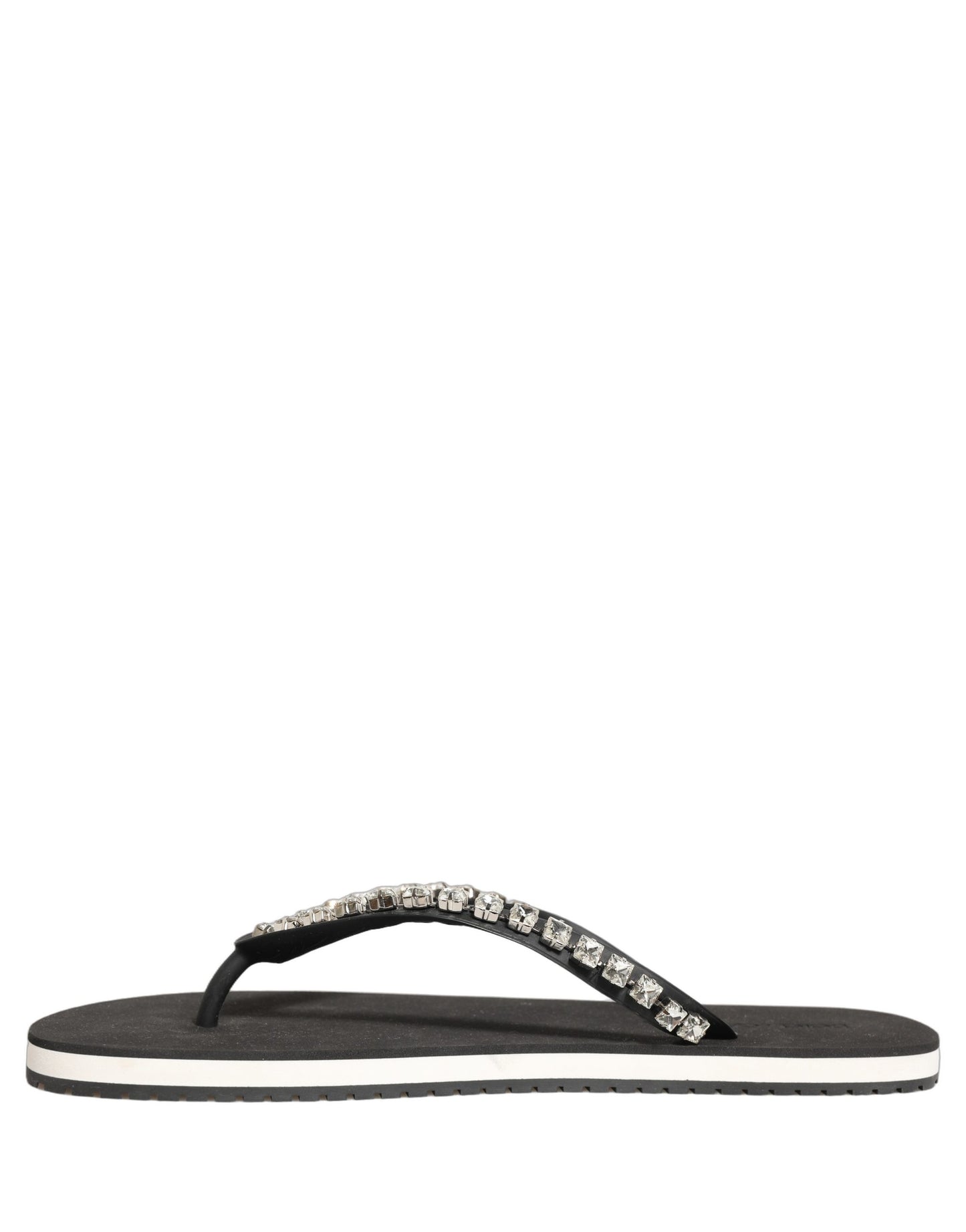 Black Embellished Rubber Flip Flops Men Shoes