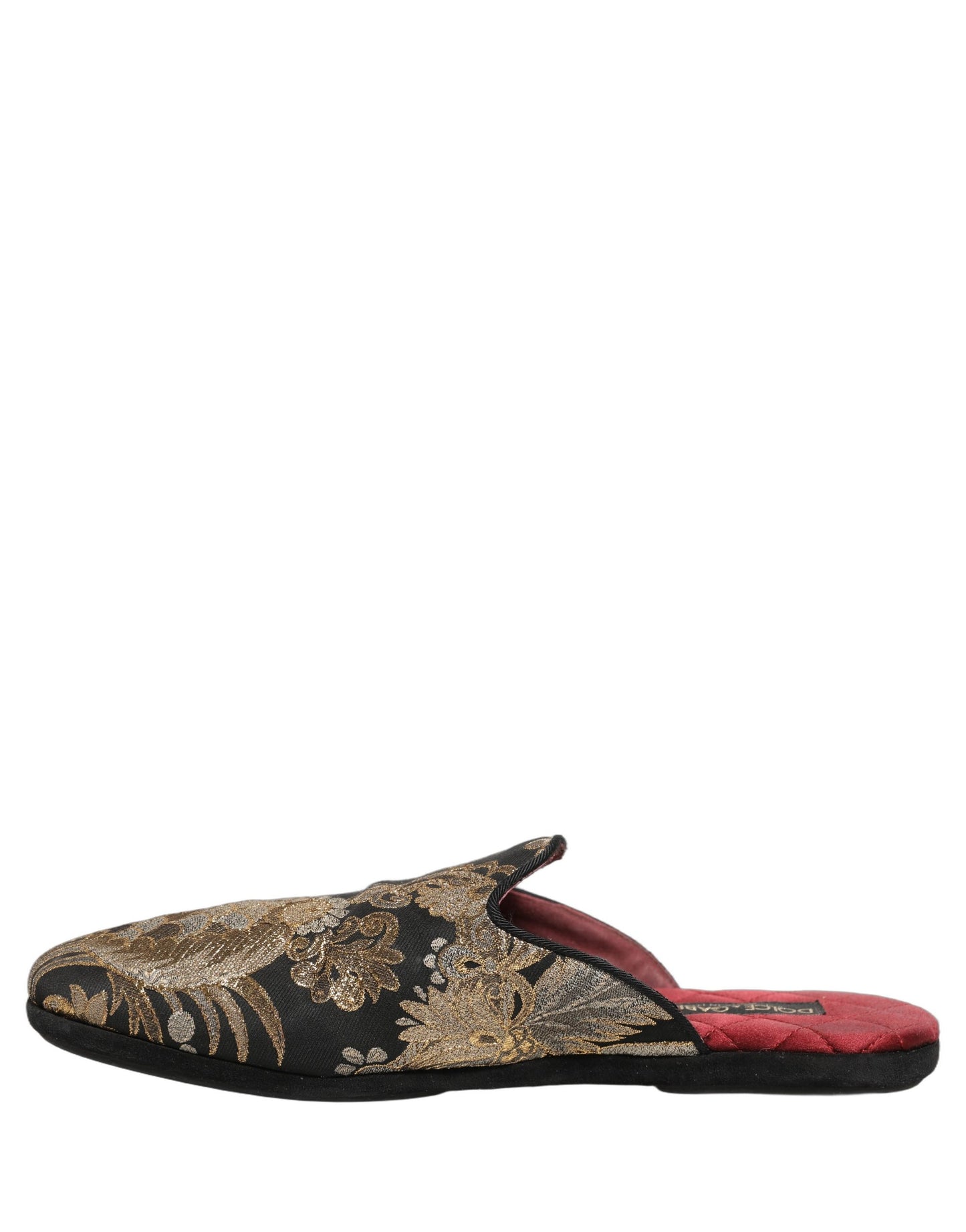 Black Floral Jacquard Flats Sandals Men Shoes