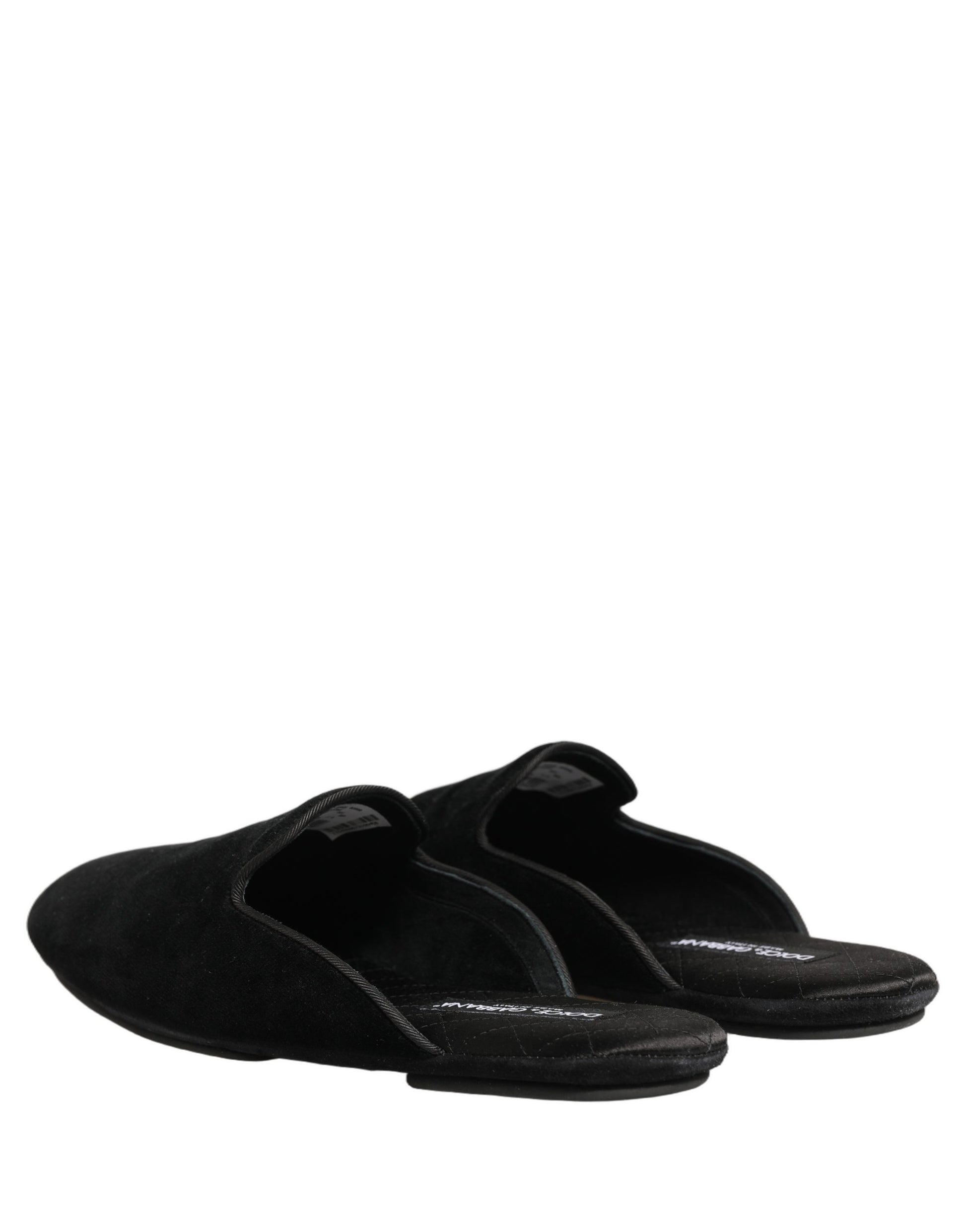 Black Suede Slides Flat Slipper Men Shoes
