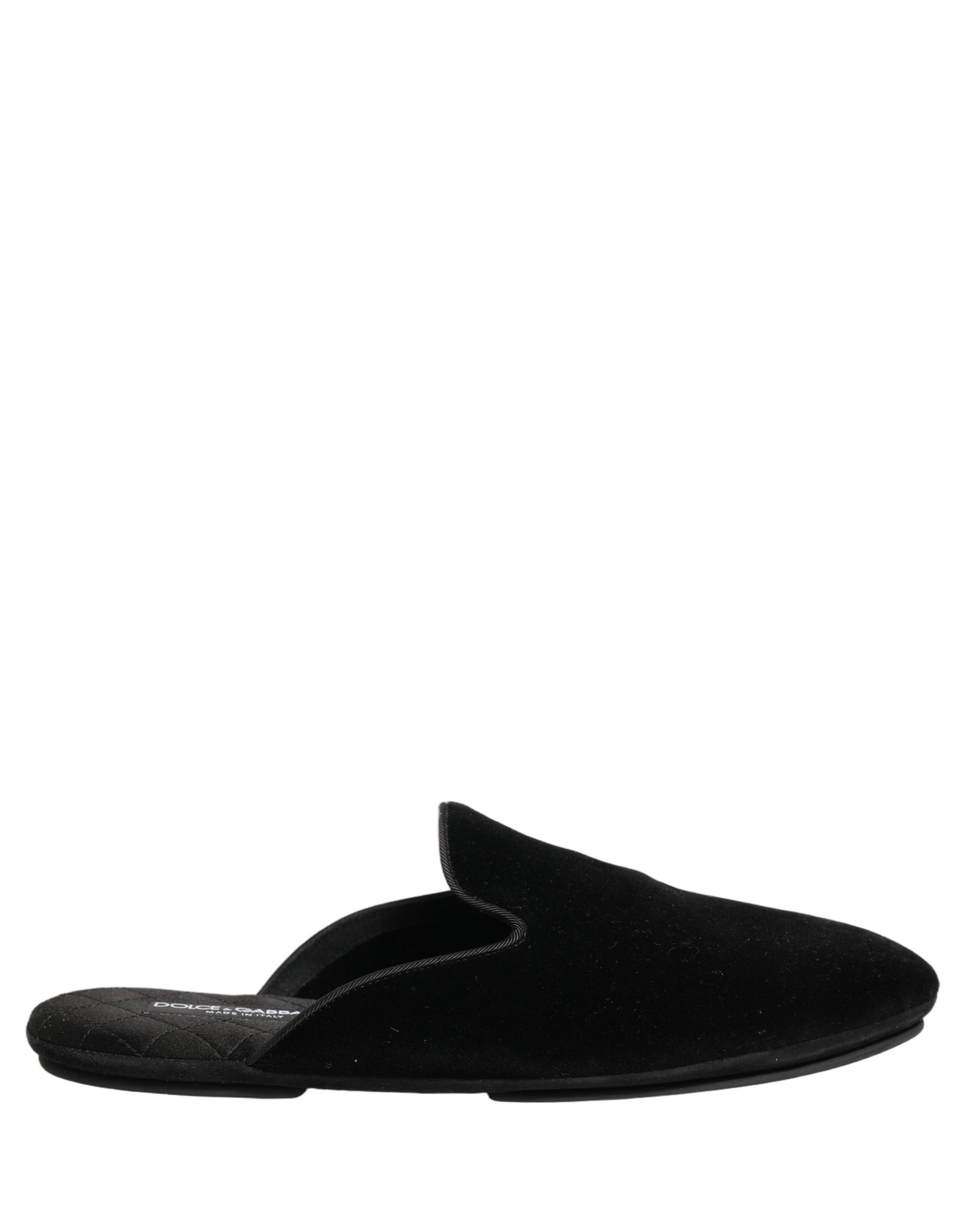 Black Suede Slides Flat Slipper Men Shoes