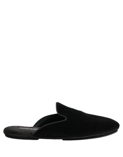 Black Suede Slides Flat Slipper Men Shoes