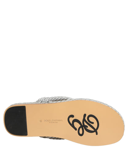 Silver Rope Slides Sandals Flip Flops Shoes