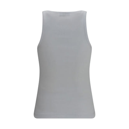 White Cotton Sleeveles T-Shirt