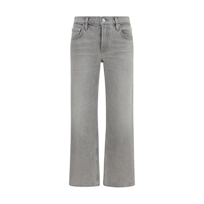 Gray Cotton Straight-Leg Jeans