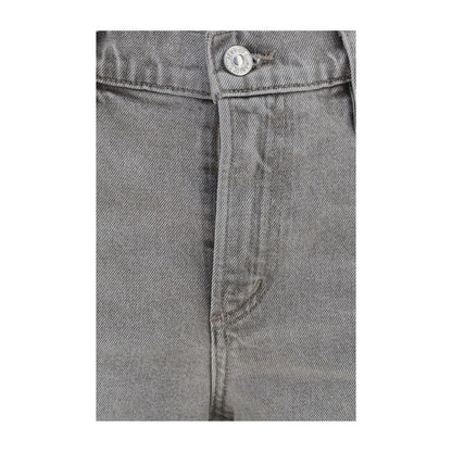 Gray Cotton Straight-Leg Jeans