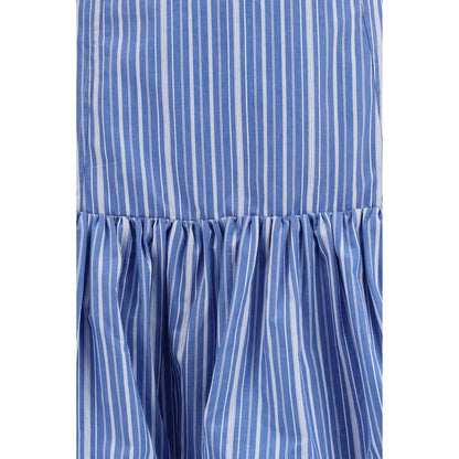 Blue Cotton Mini Skirt