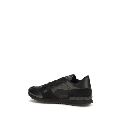 Black Polyester Athletic Sneakers