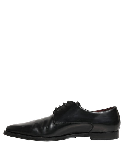 Black Leather Men Derby Dress Formal Shoes