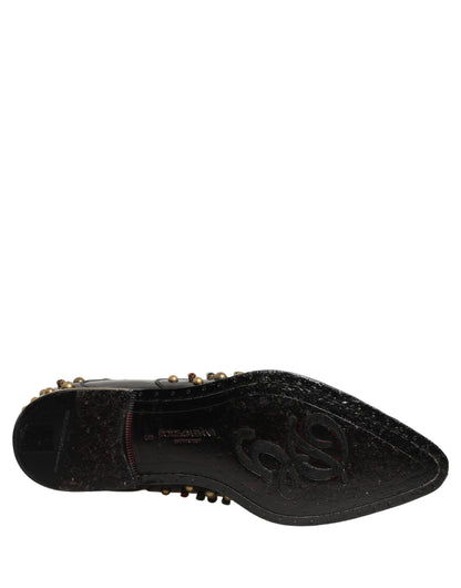 Black Leather Derby Dress Studded Formal Shoes