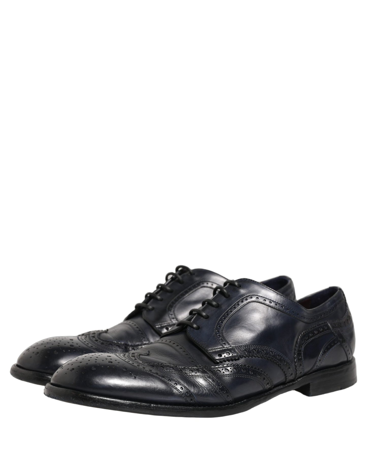 Blue Leather Derby Wingtip Formal Shoes