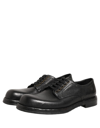 Black Leather Lace Up Derby Dress Men Shoes