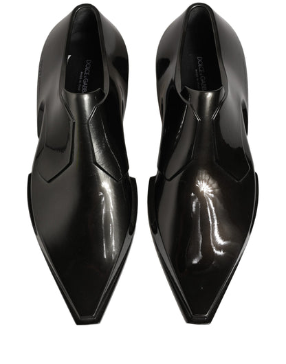 Dress Shiny Black Slip On Plastic Dress Shoes