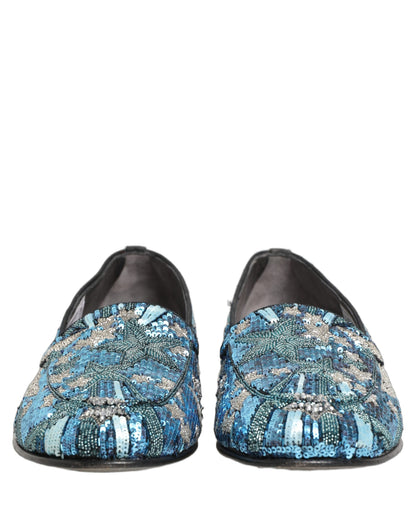 Multicolor Embroidered Sequin Loafers Shoes