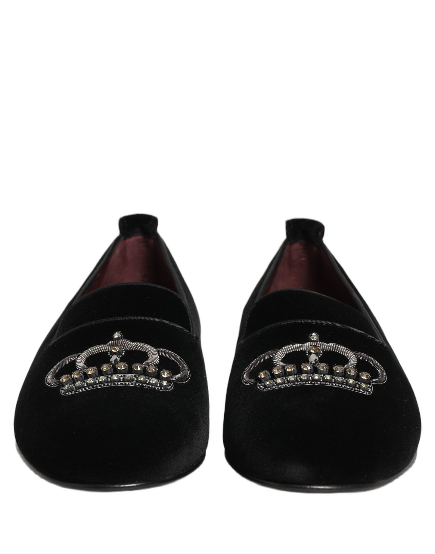 Black Crown Embellished Dress Loafers Shoes