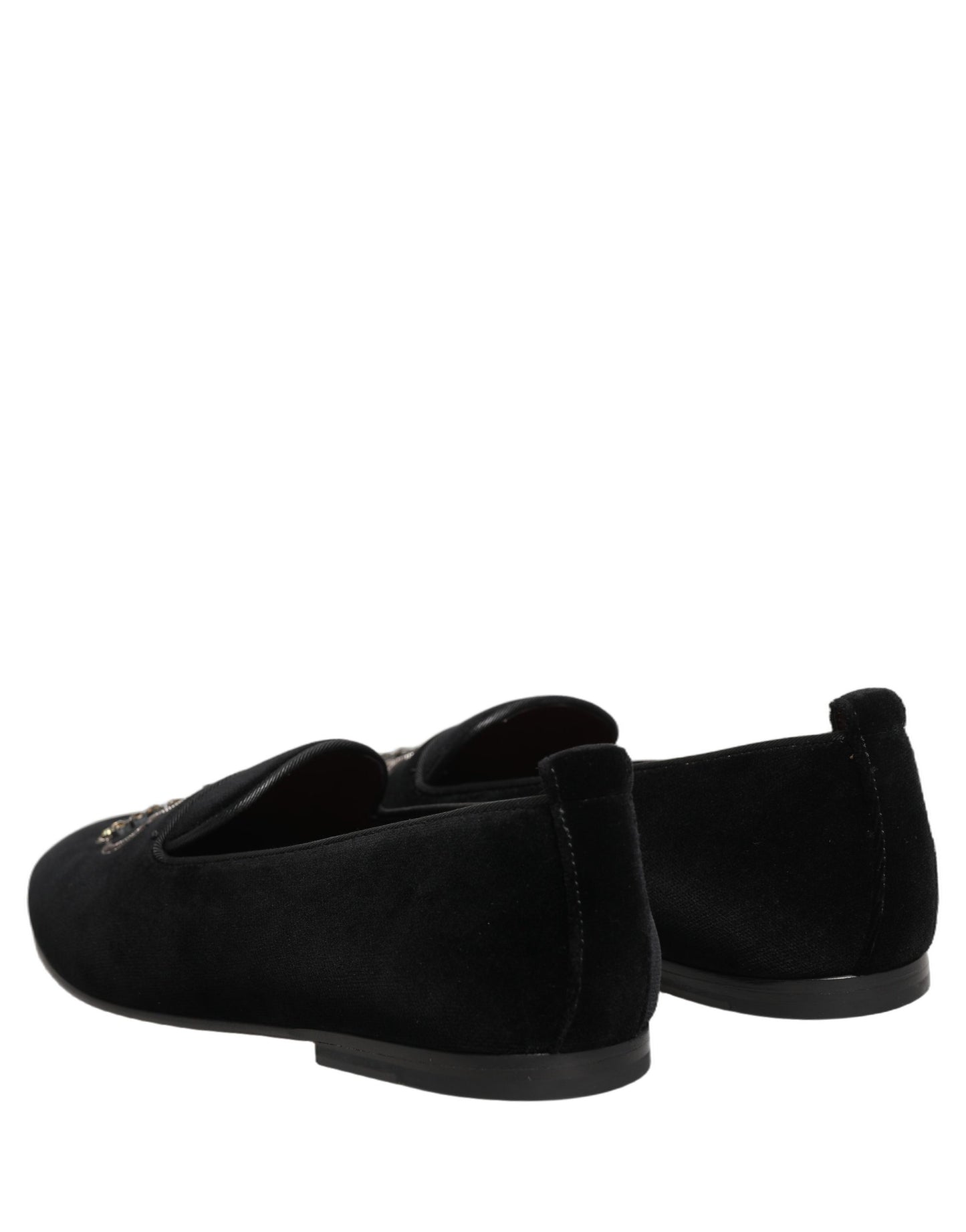 Black Crown Embellished Dress Loafers Shoes