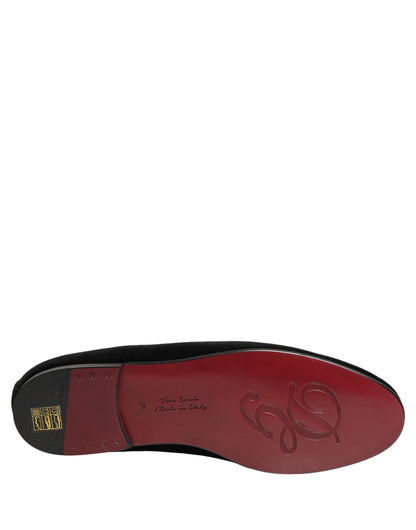 Black Crown Embellished Dress Loafers Shoes