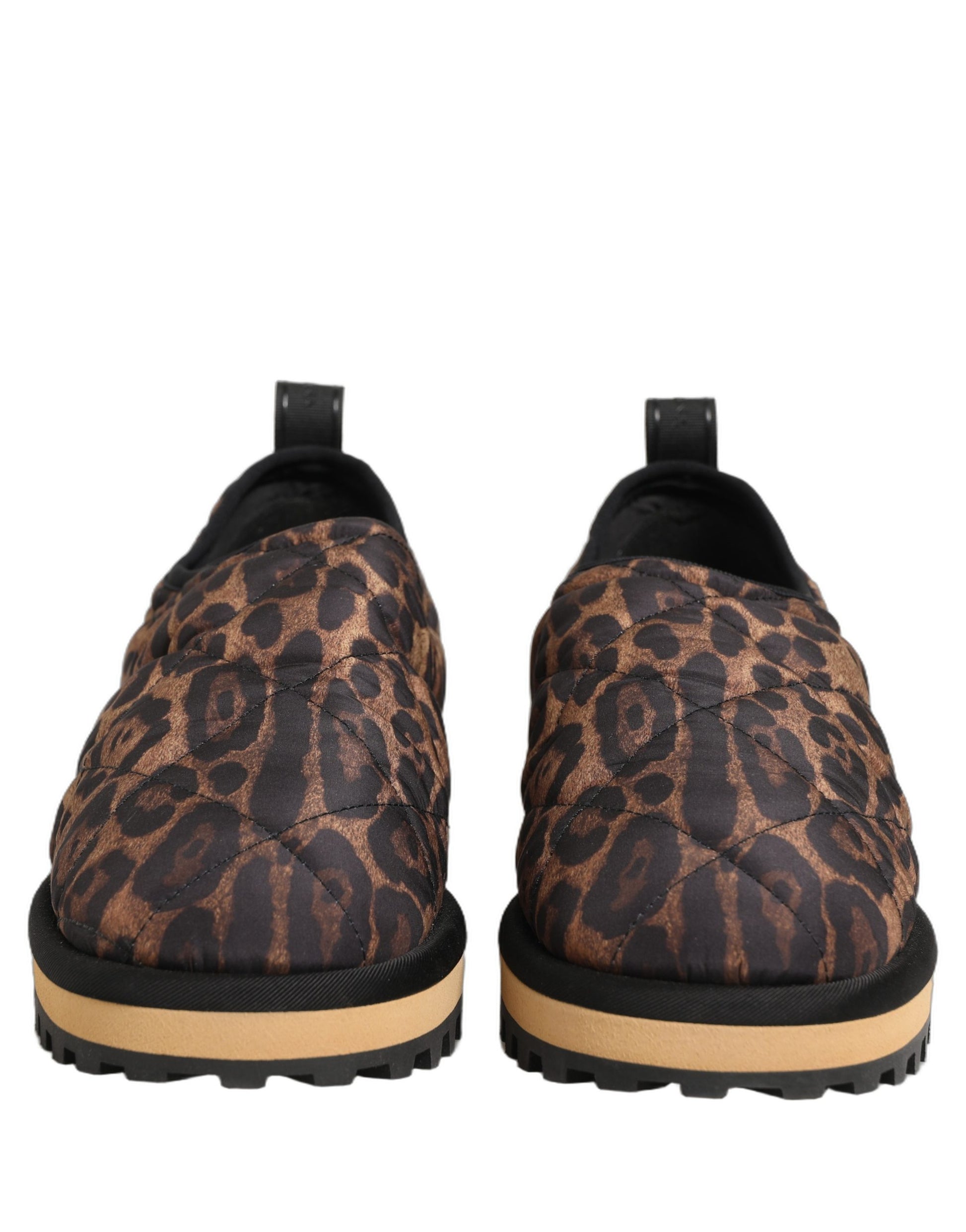 Brown Leopard Print Quilted Men Sneakers Shoes