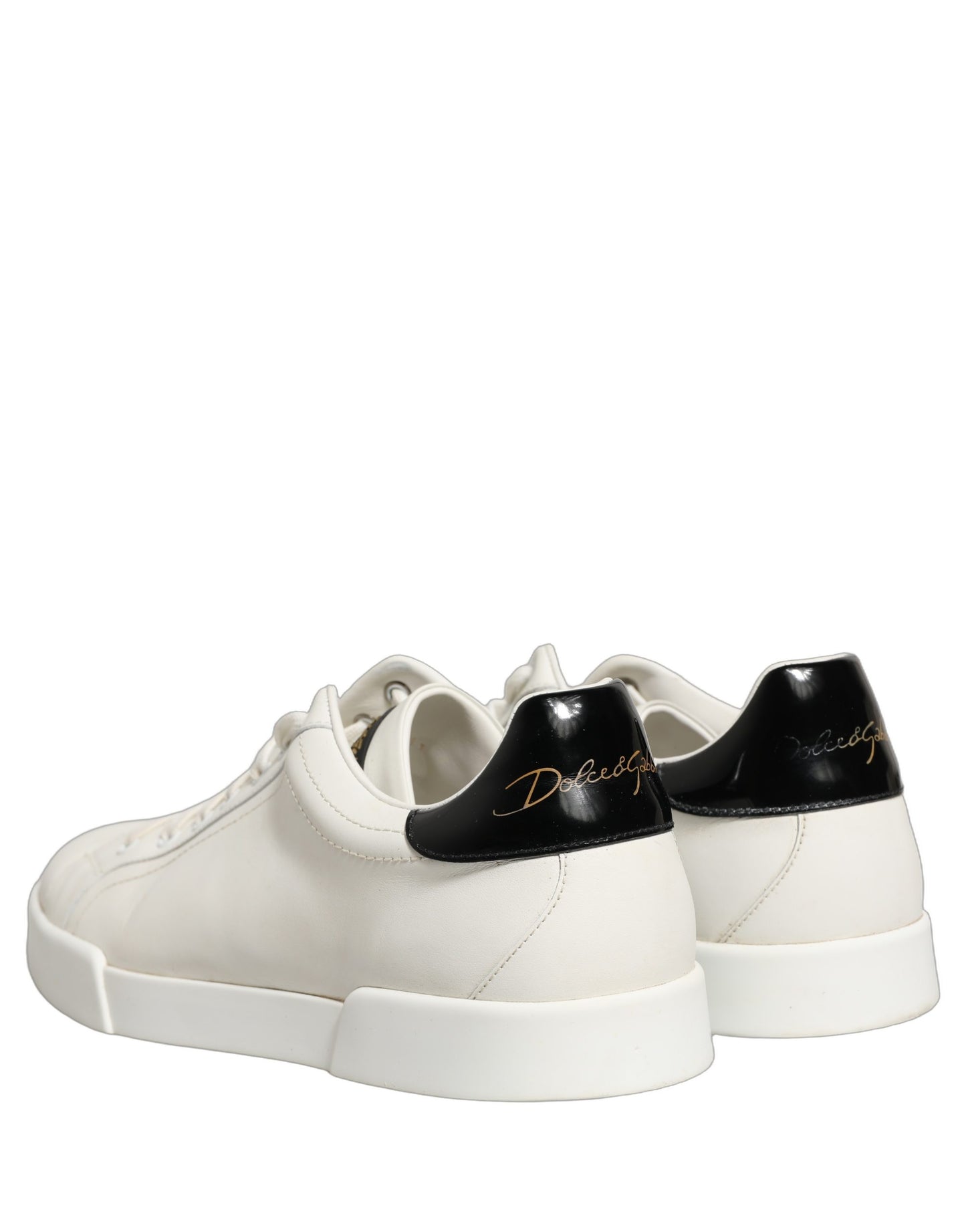 White Black Leather Lace Up Sneakers Shoes