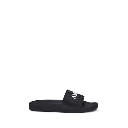 Black Rubber Flat Sandals