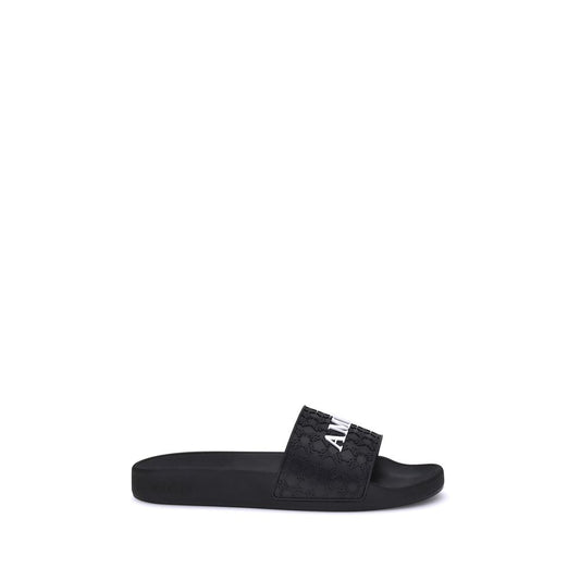 Black Rubber Flat Sandals