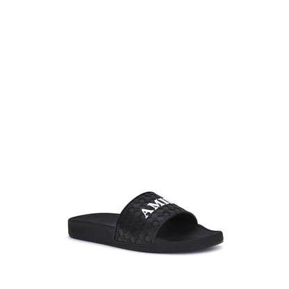Black Rubber Flat Sandals