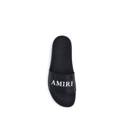 Black Rubber Flat Sandals